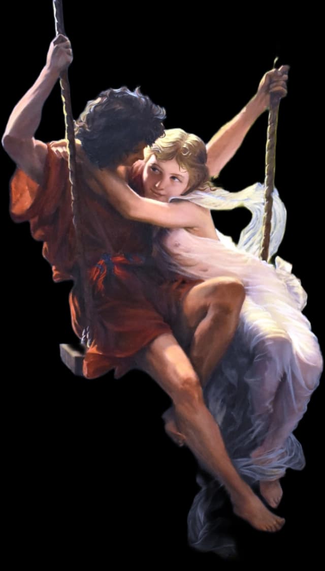 Pintura de um casal em um balanço